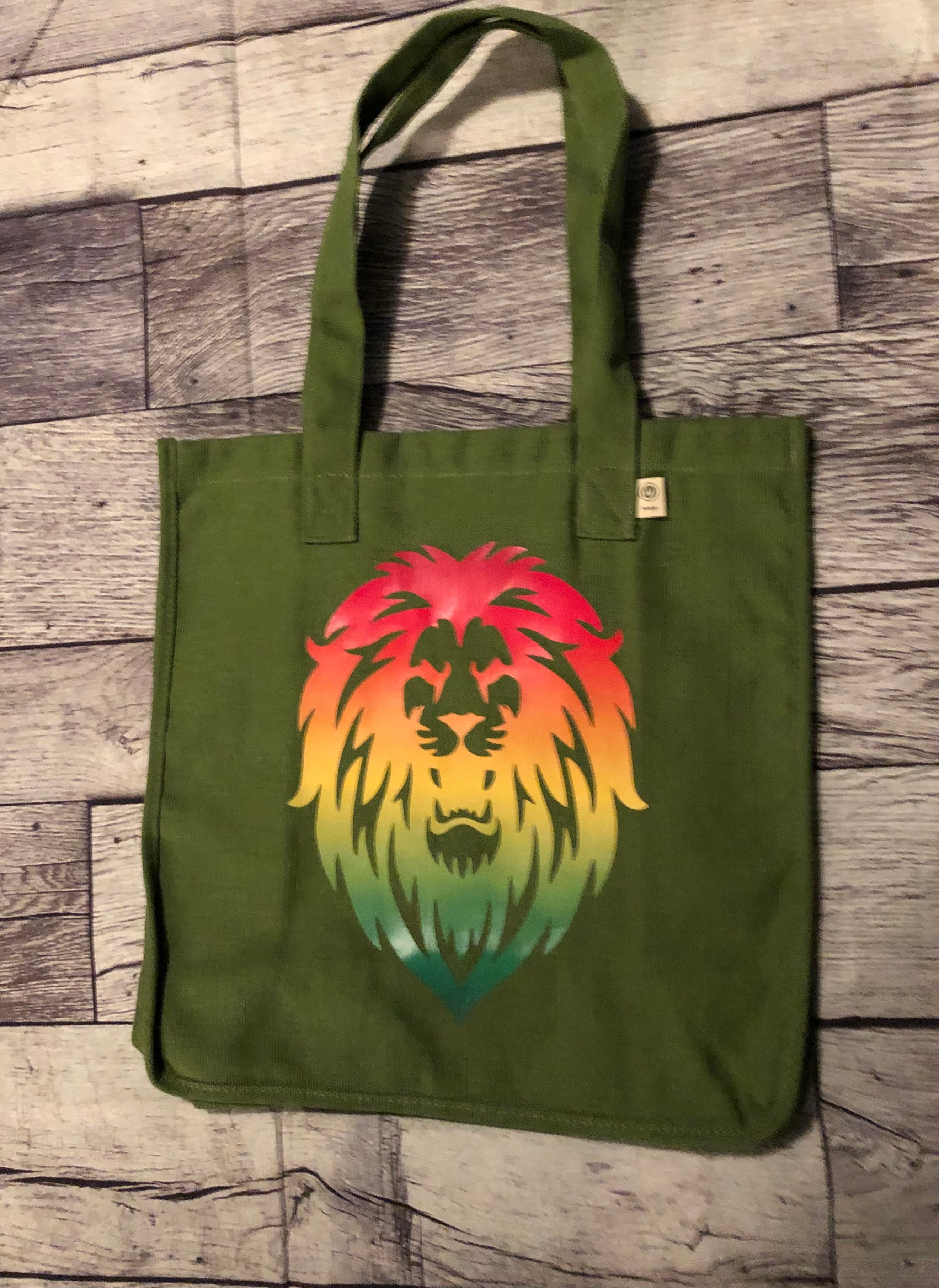 Lion Print Hemp Wide Gusset Tote