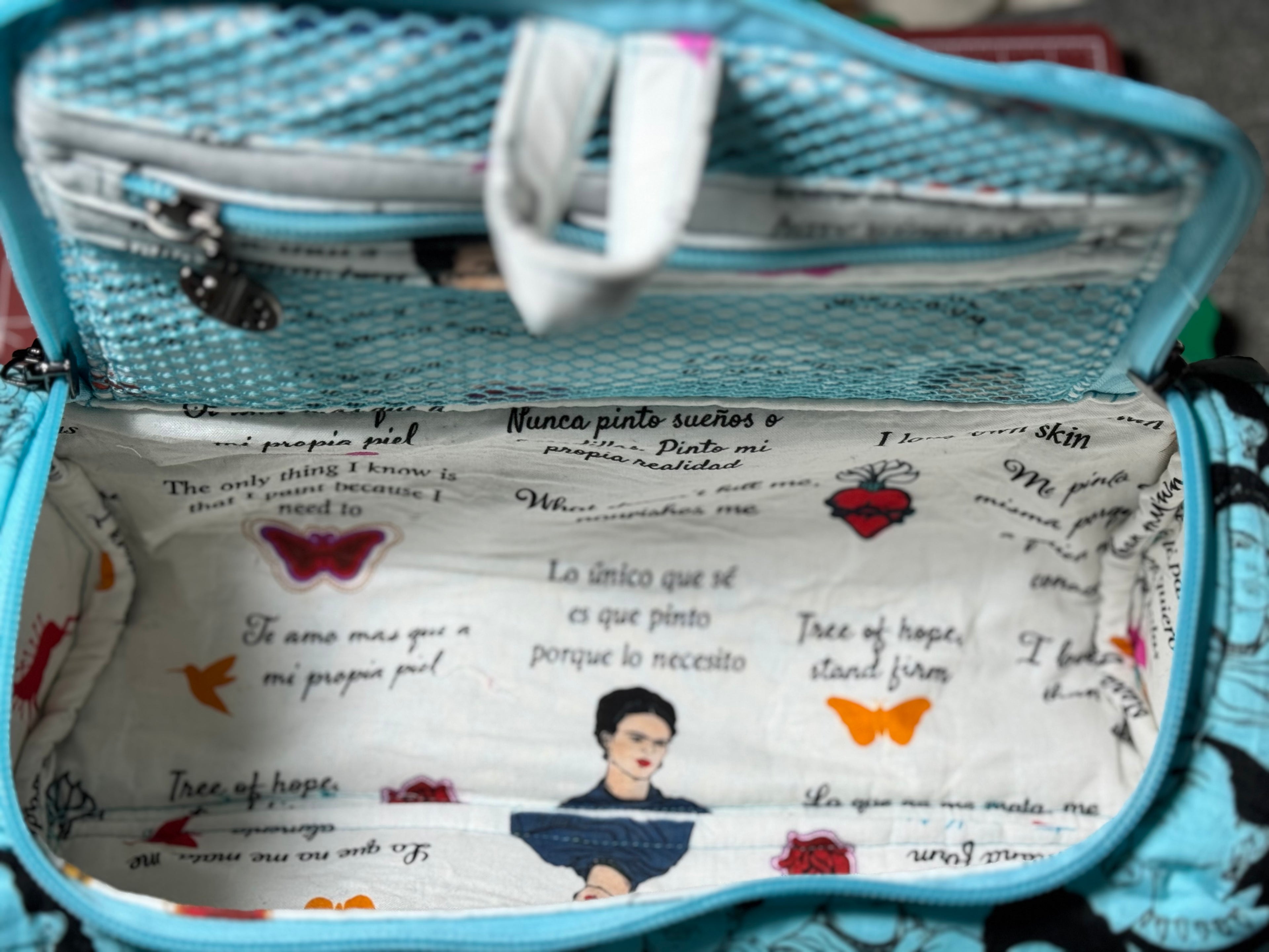 Blue Frida Kahlo Large Pouch