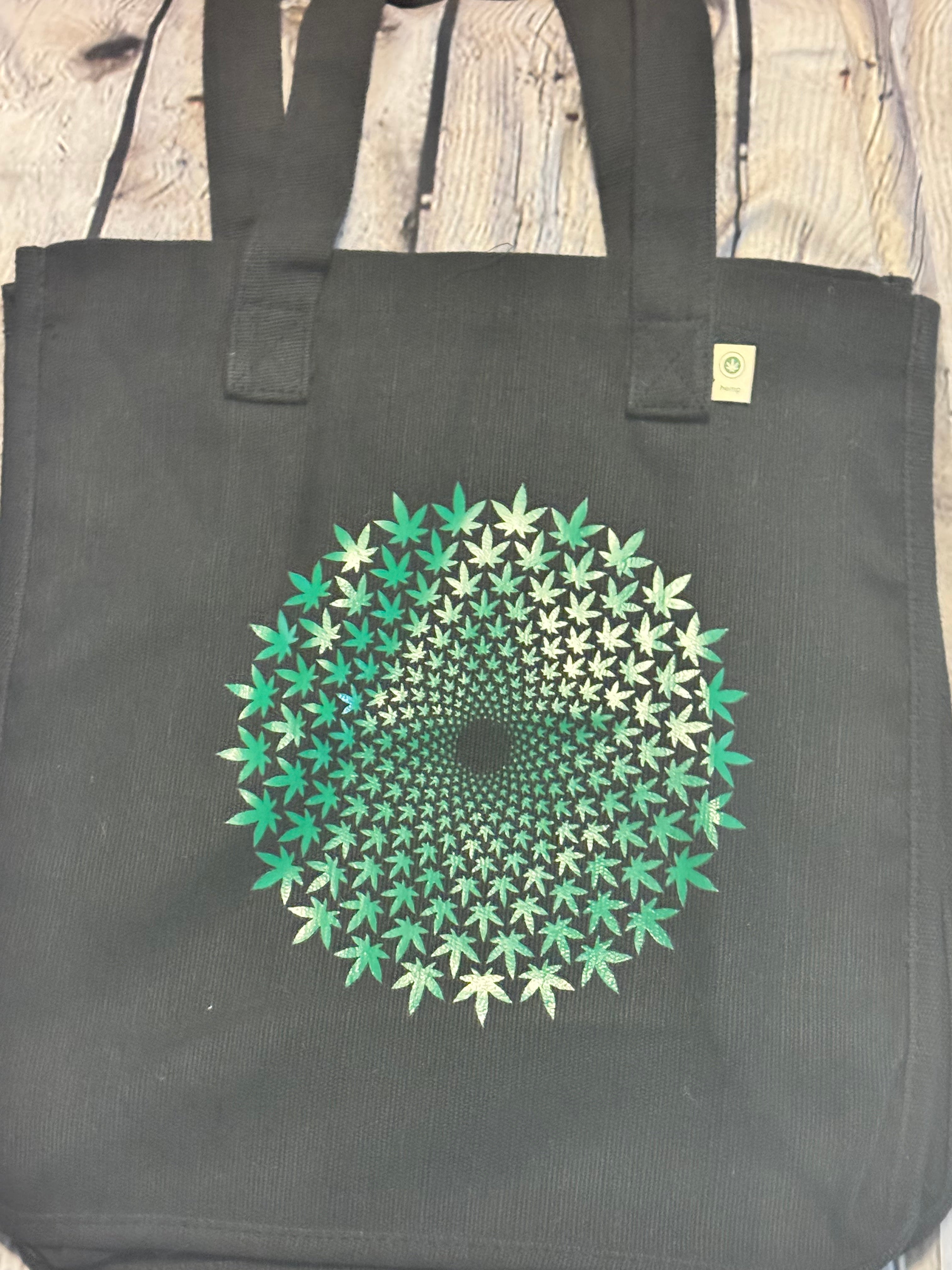 Hemp Leaf Medallion Wide Gusset Tote