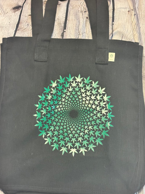 Hemp Leaf Medallion Wide Gusset Tote