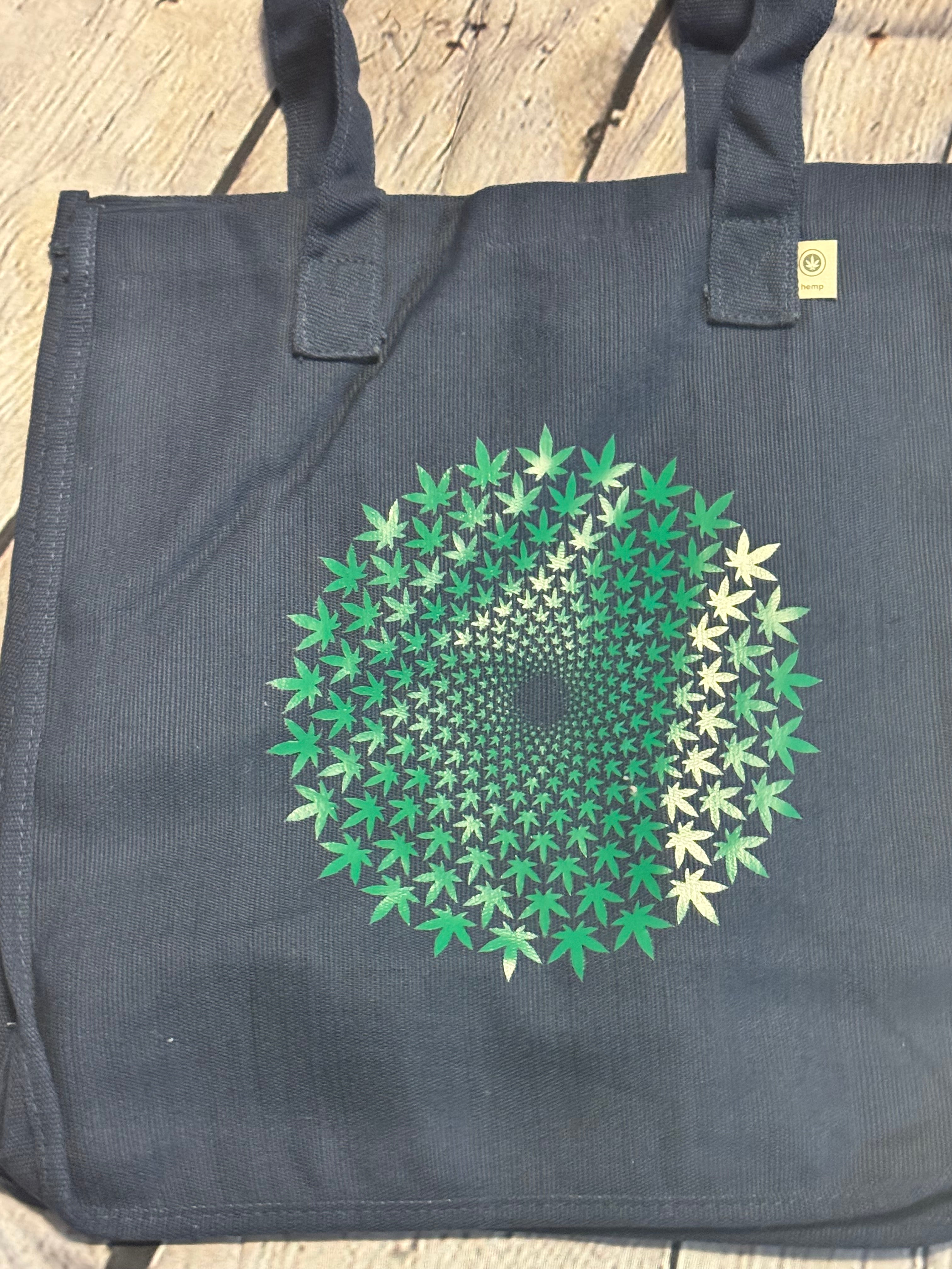 Hemp Leaf Medallion Wide Gusset Tote