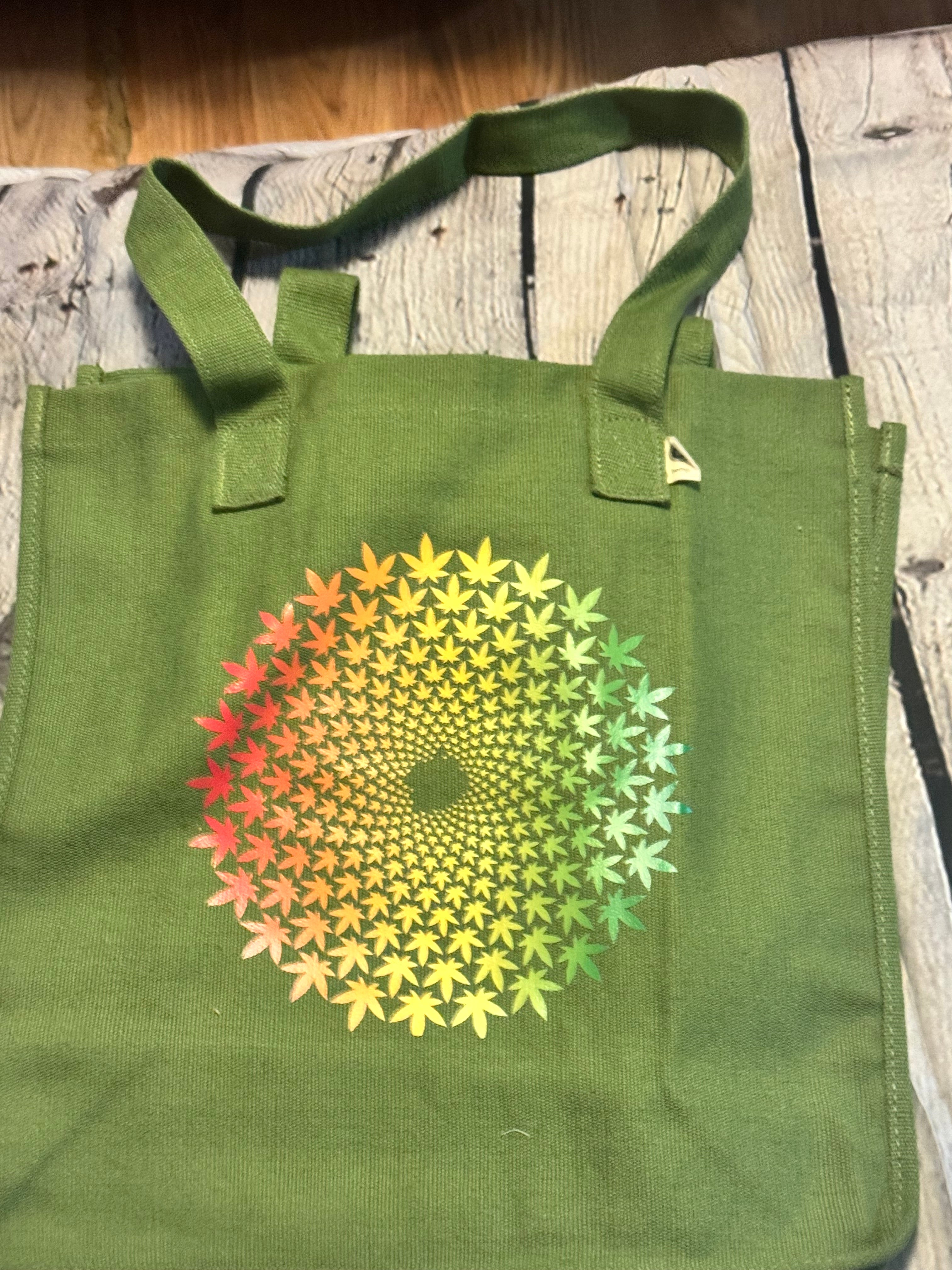 Hemp Leaf Medallion Wide Gusset Tote