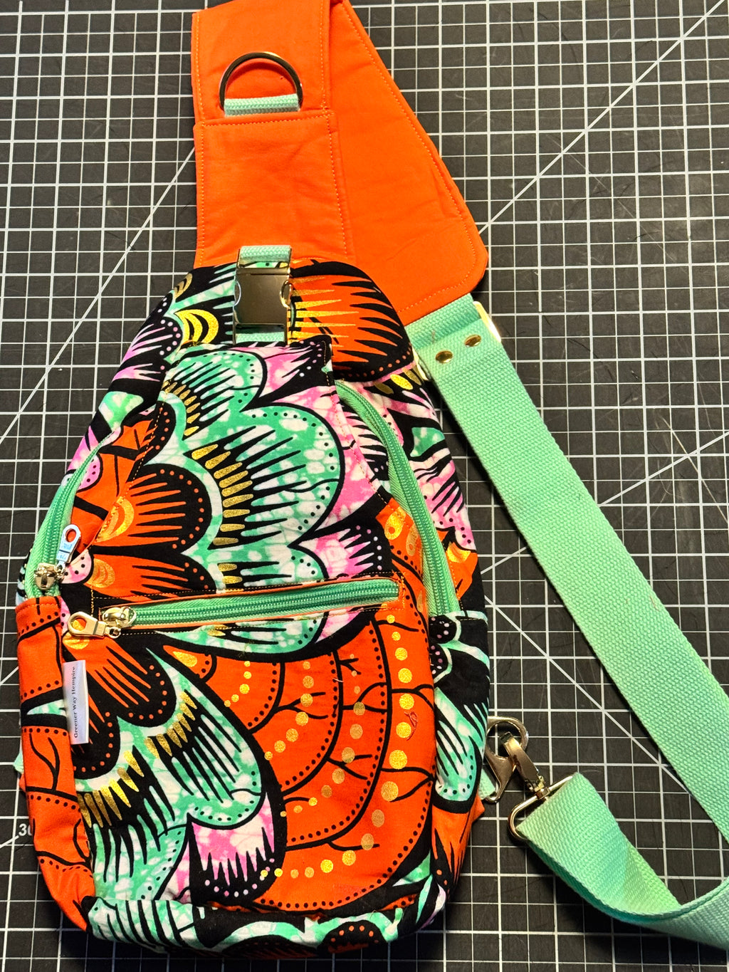 Orange & Green Floral Ankara Sling Bag