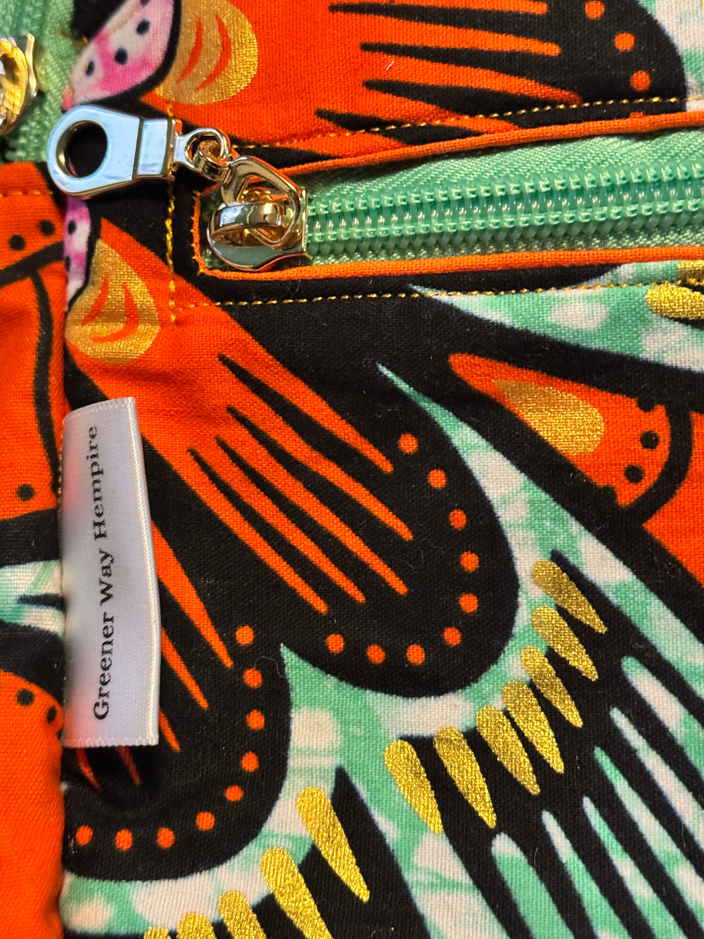 Orange & Green Floral Ankara Sling Bag